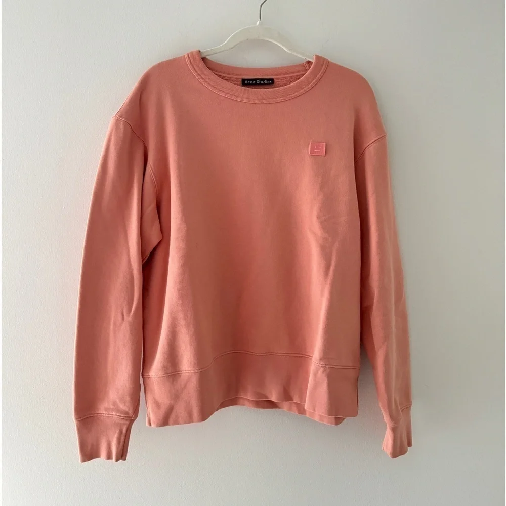 ACNE STUDIOS Mini Face Patch Sweatshirt in Pale Pink L - Picture 3 of 7
